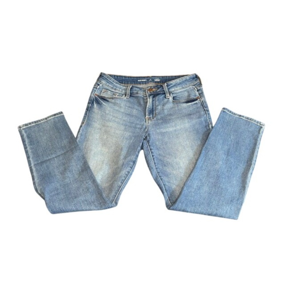 Old‎ Navy Womens Mid-Rise Power Slim Straight Jeans Blue Medium Wash 6 Petite